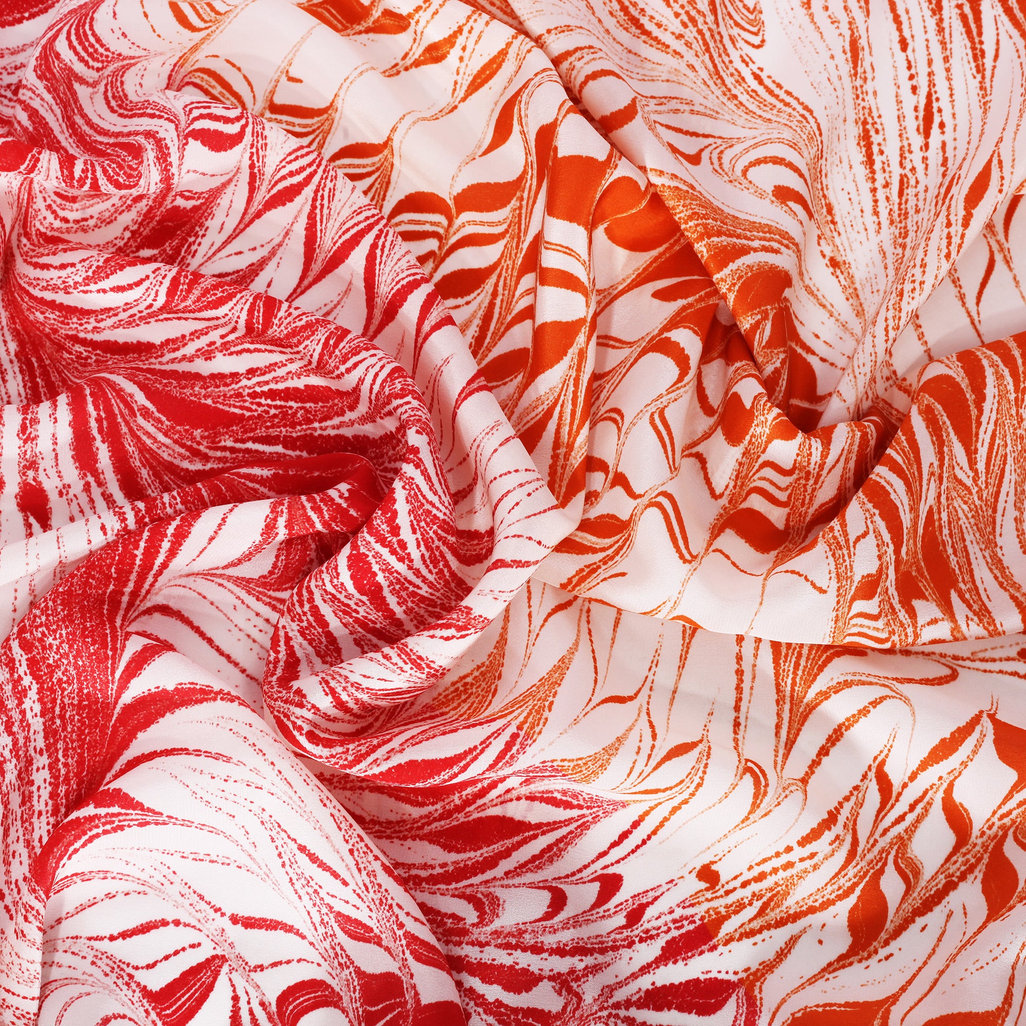 Bosphorus Waves İpek Fular- Turuncu & Kırmızı